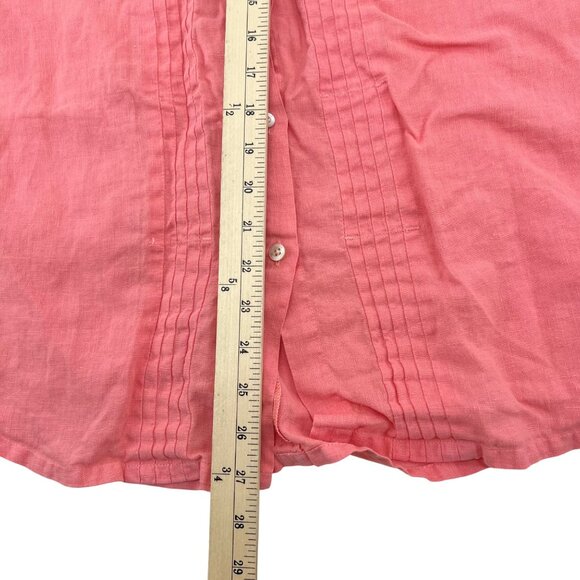 Tommy Bahama Women's Pink Linen Button-Up Shirt size Large Long Sleeves - Picture 4 of 5